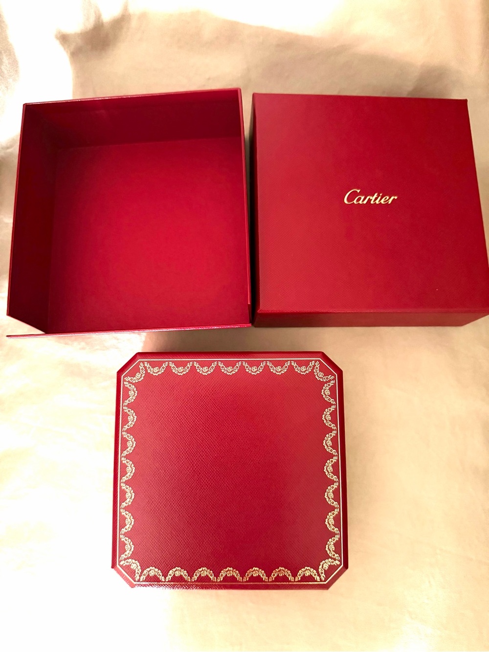 Authentic Cartier red and black necklace jewelry box, no necklace just the box